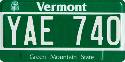 VT license plate YAE740
