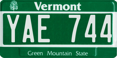 VT license plate YAE744