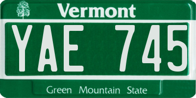 VT license plate YAE745