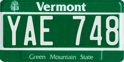VT license plate YAE748