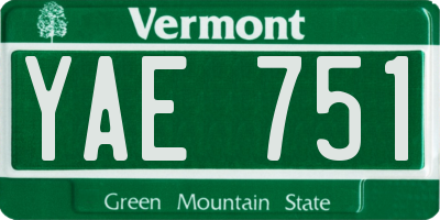 VT license plate YAE751