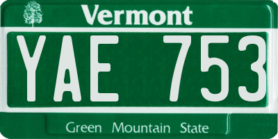 VT license plate YAE753