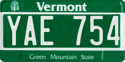 VT license plate YAE754