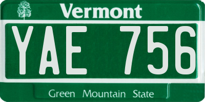 VT license plate YAE756