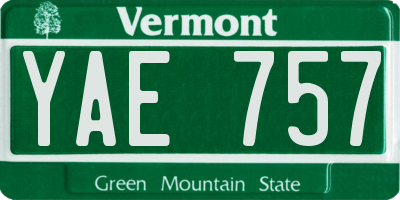 VT license plate YAE757