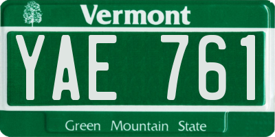 VT license plate YAE761