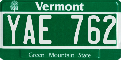 VT license plate YAE762