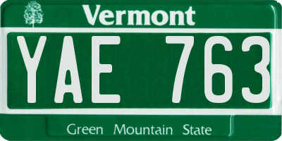 VT license plate YAE763