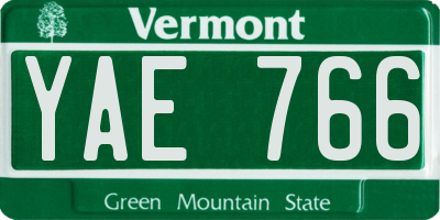 VT license plate YAE766