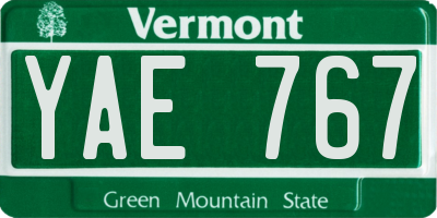 VT license plate YAE767