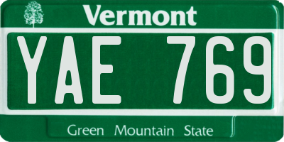 VT license plate YAE769