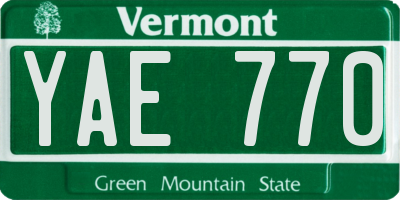 VT license plate YAE770