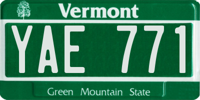VT license plate YAE771