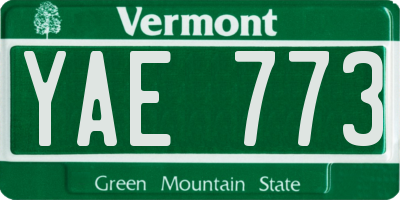 VT license plate YAE773