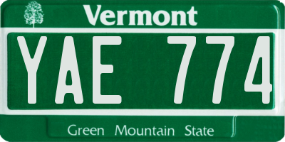 VT license plate YAE774