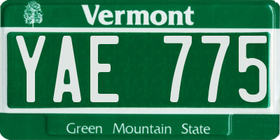 VT license plate YAE775