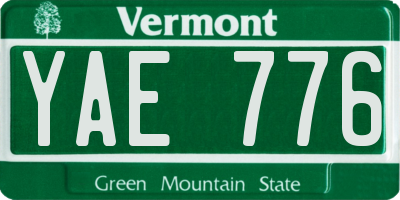 VT license plate YAE776