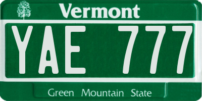 VT license plate YAE777