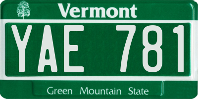 VT license plate YAE781