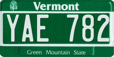 VT license plate YAE782