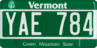 VT license plate YAE784