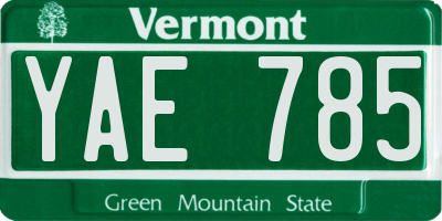 VT license plate YAE785