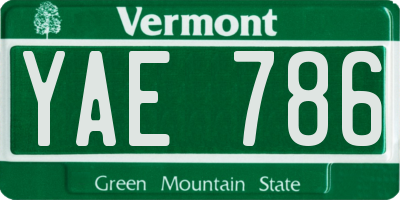VT license plate YAE786