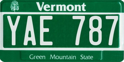 VT license plate YAE787