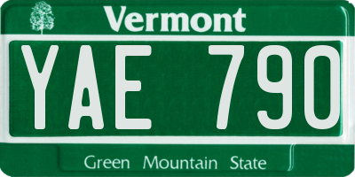 VT license plate YAE790