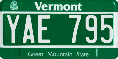 VT license plate YAE795
