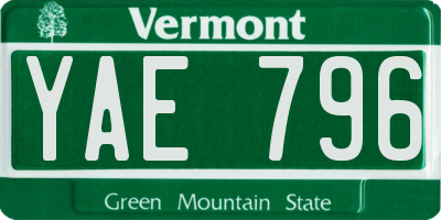 VT license plate YAE796