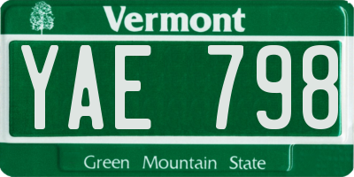 VT license plate YAE798