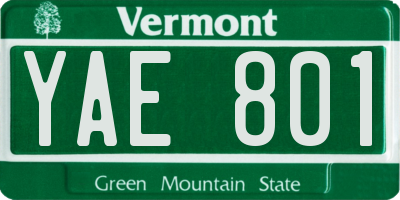 VT license plate YAE801
