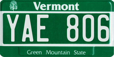 VT license plate YAE806