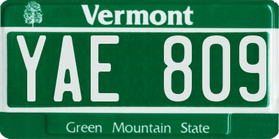 VT license plate YAE809