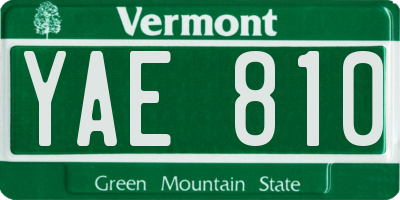 VT license plate YAE810
