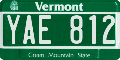 VT license plate YAE812