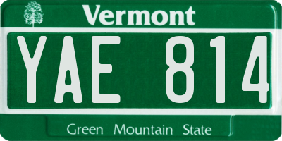 VT license plate YAE814
