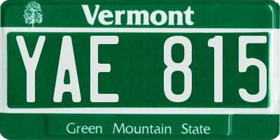 VT license plate YAE815