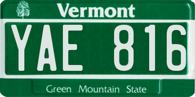 VT license plate YAE816