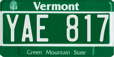 VT license plate YAE817