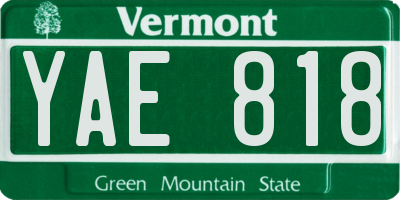 VT license plate YAE818