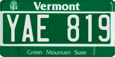 VT license plate YAE819