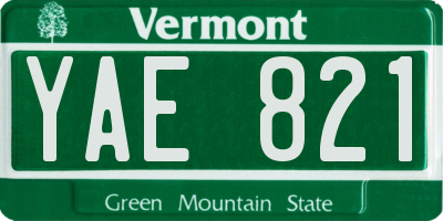 VT license plate YAE821