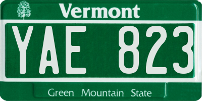 VT license plate YAE823
