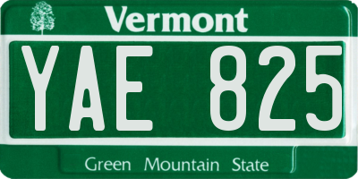 VT license plate YAE825