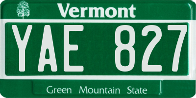 VT license plate YAE827