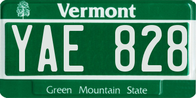 VT license plate YAE828