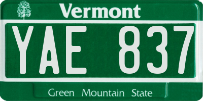 VT license plate YAE837