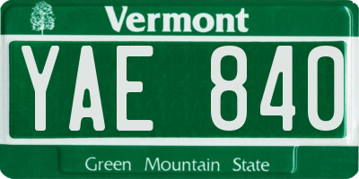 VT license plate YAE840